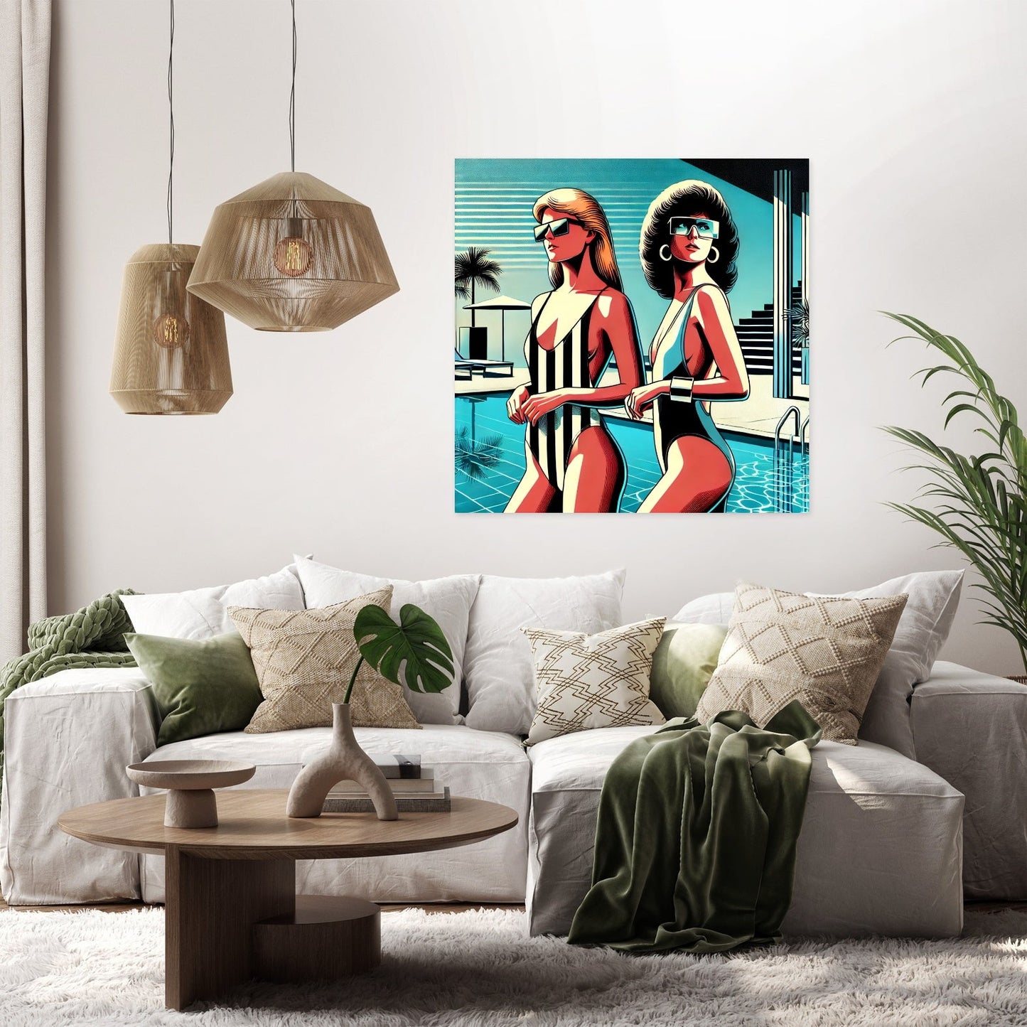 Retro Elegance Poolside Canvas