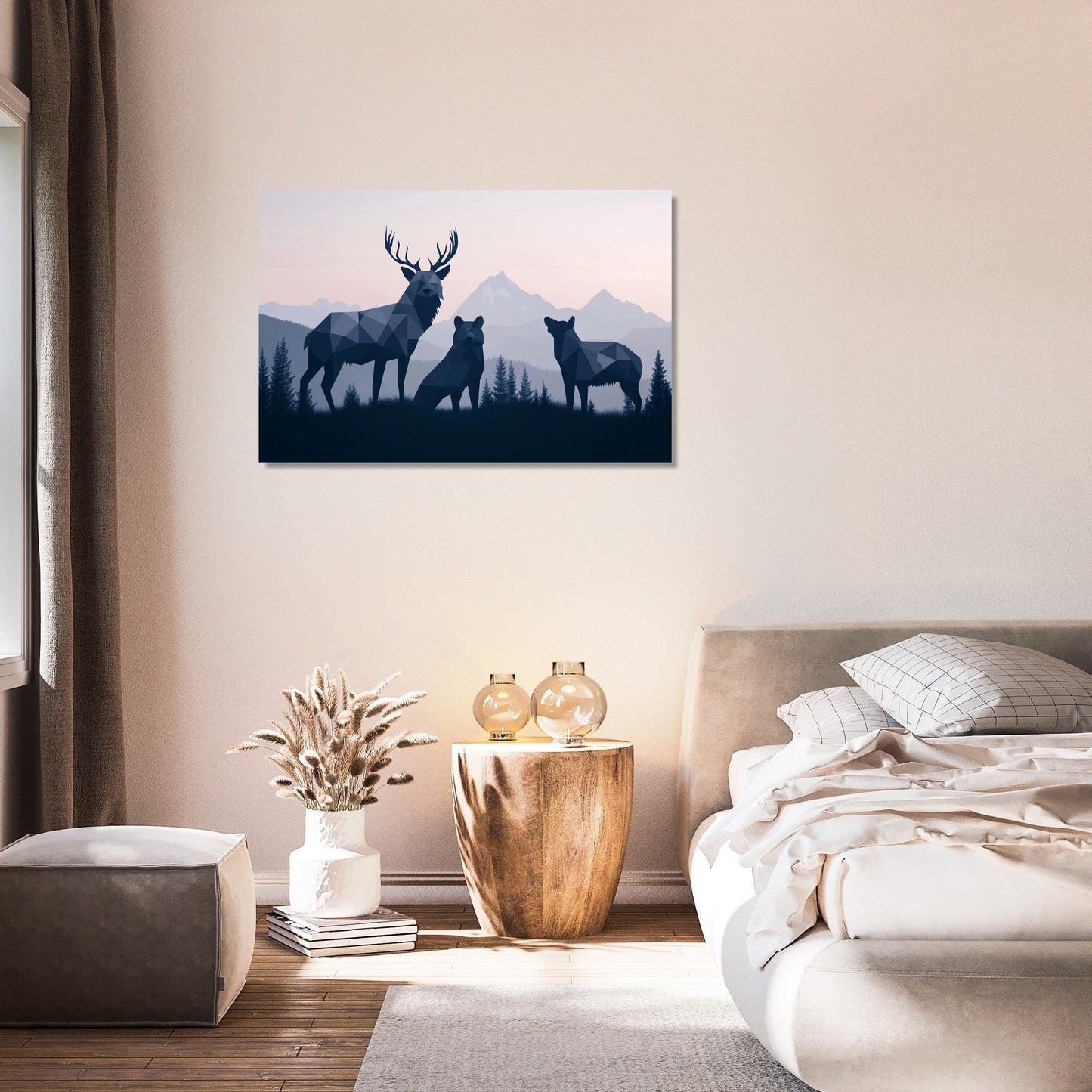 Sombre Wildlife Geometry Canvas