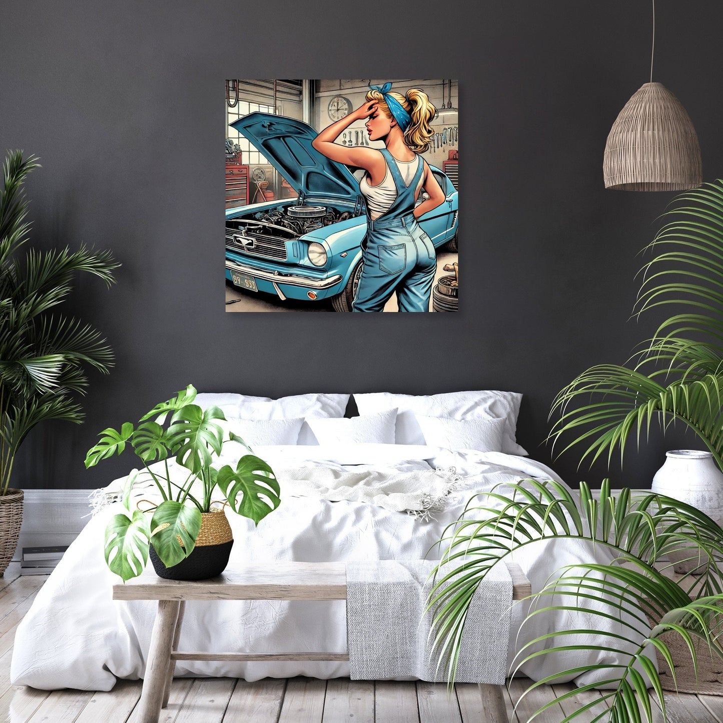 Retro Mustang Repair Canvas