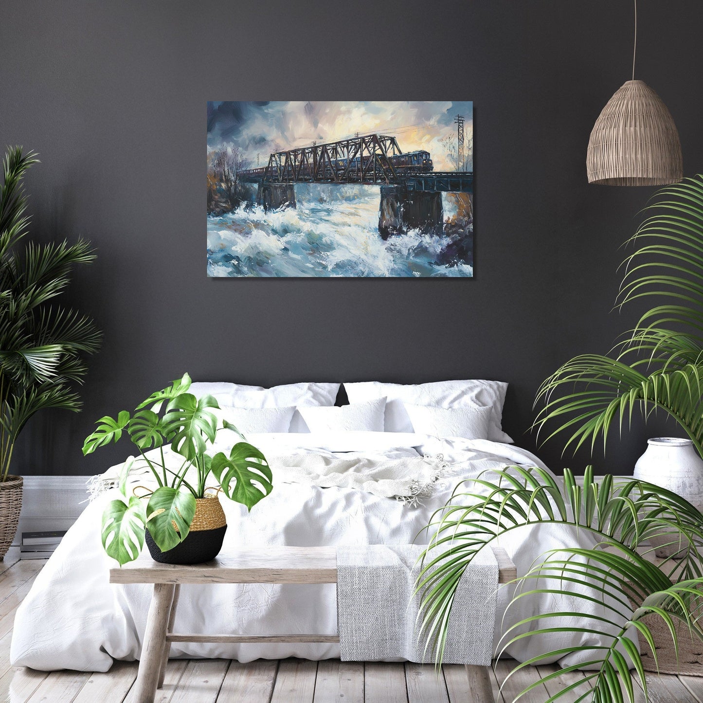 Train Over River Canvas