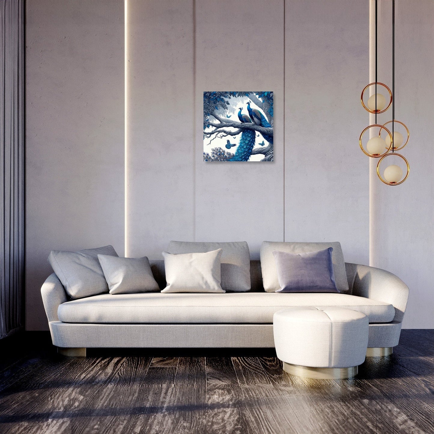 Blue Majesty Peacock Display Canvas
