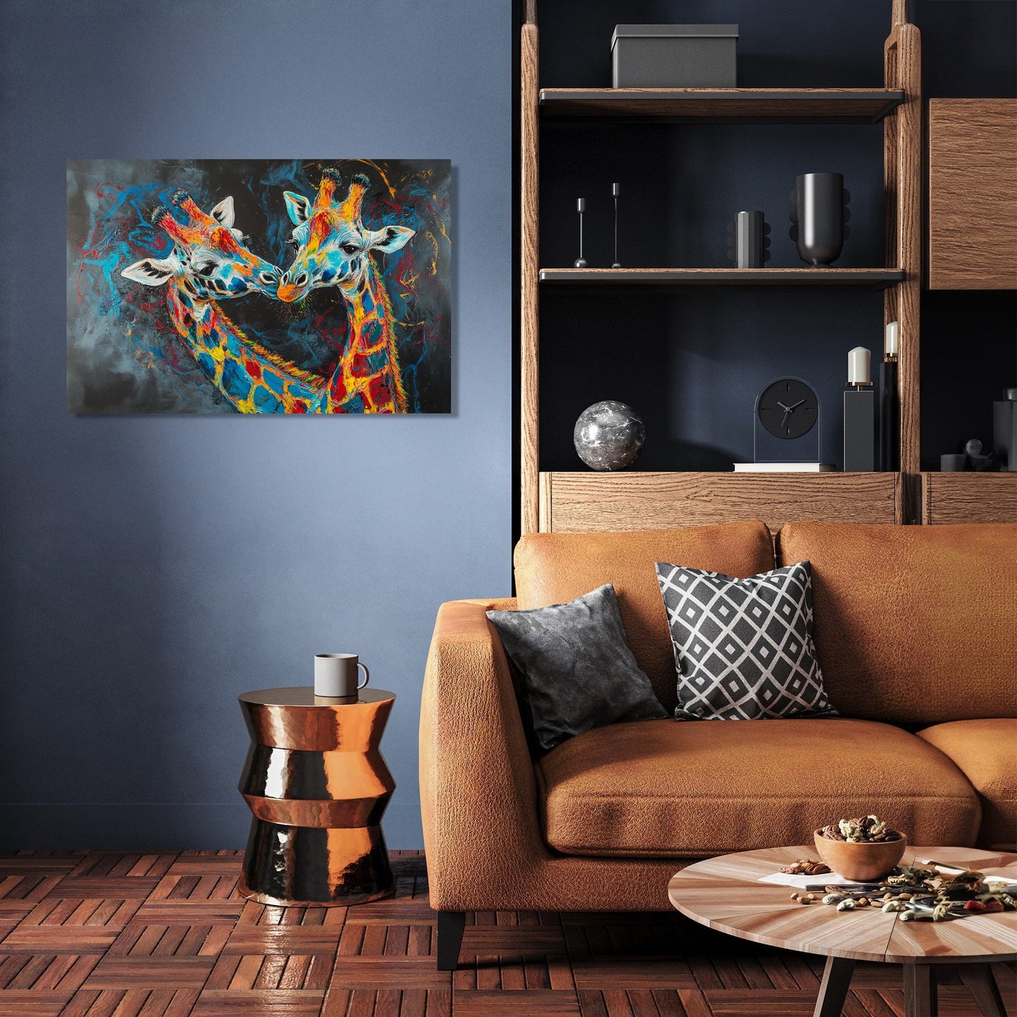 Vibrant Giraffe Duet Canvas