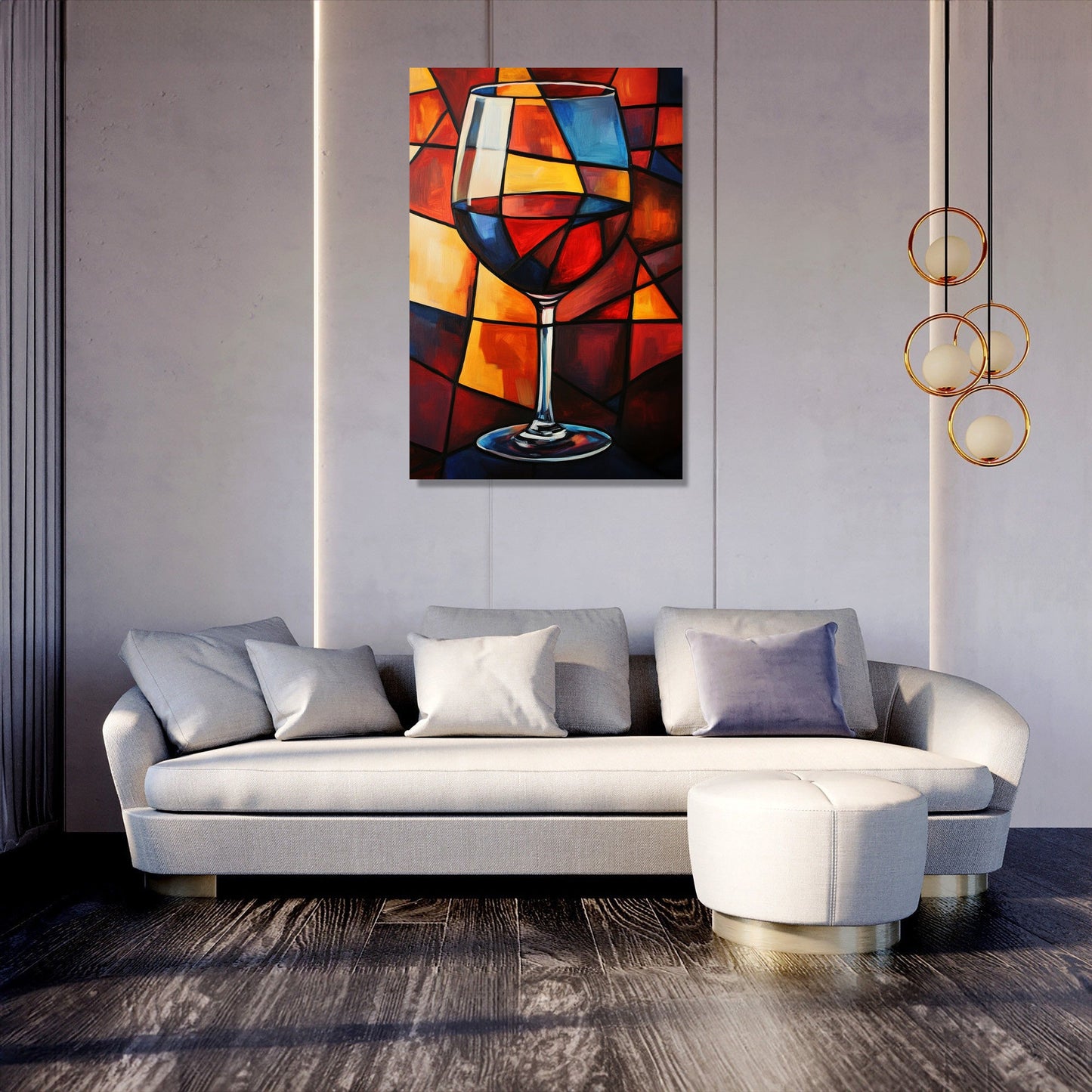 Geometric Wine Glass Canvas