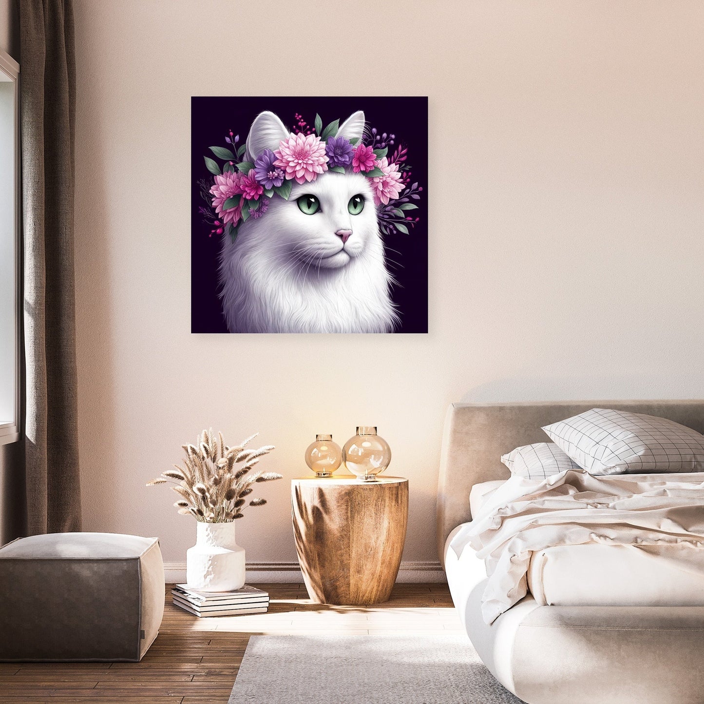Floral Crown Cat Canvas