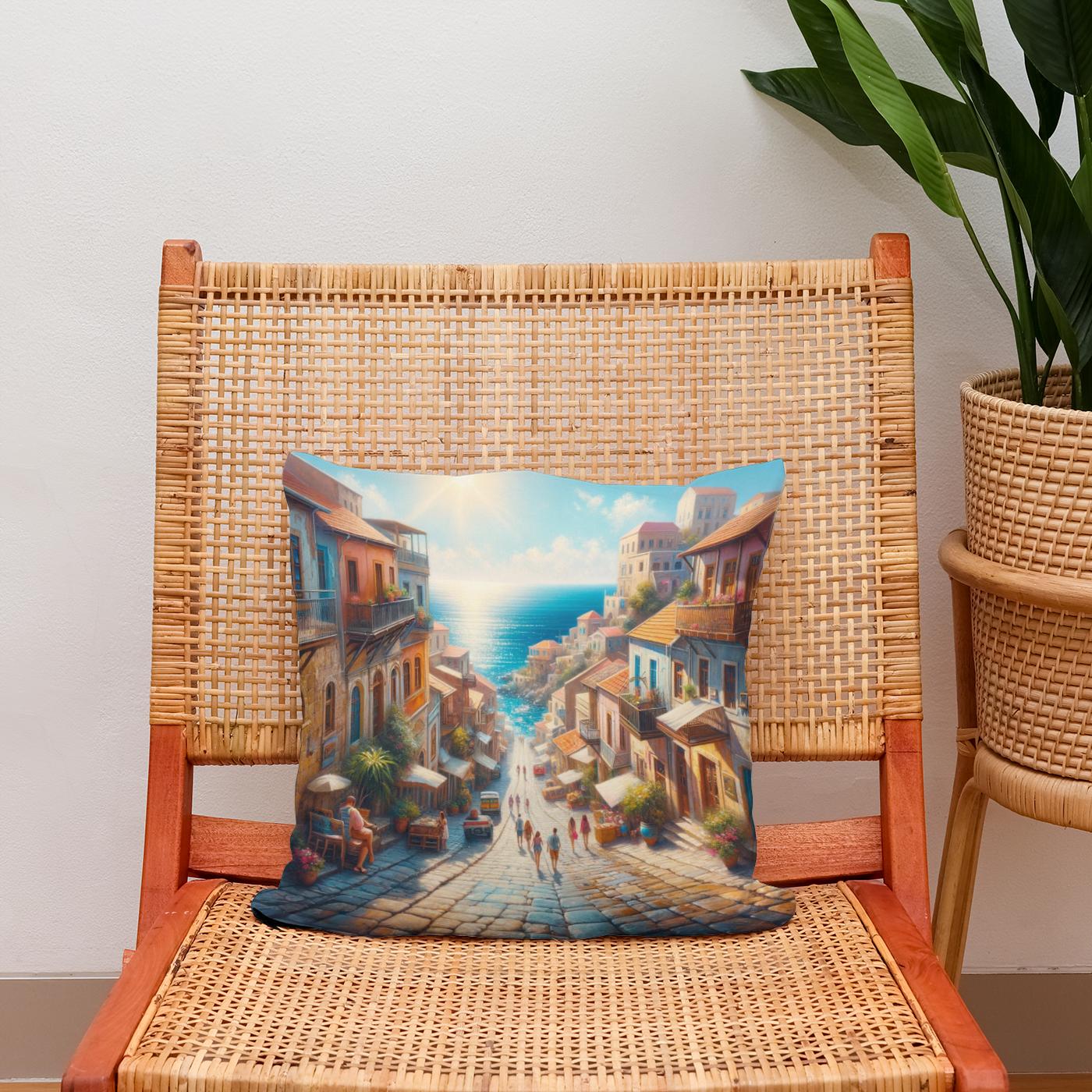 Sunny Mediterranean Charm Cotton Cushion
