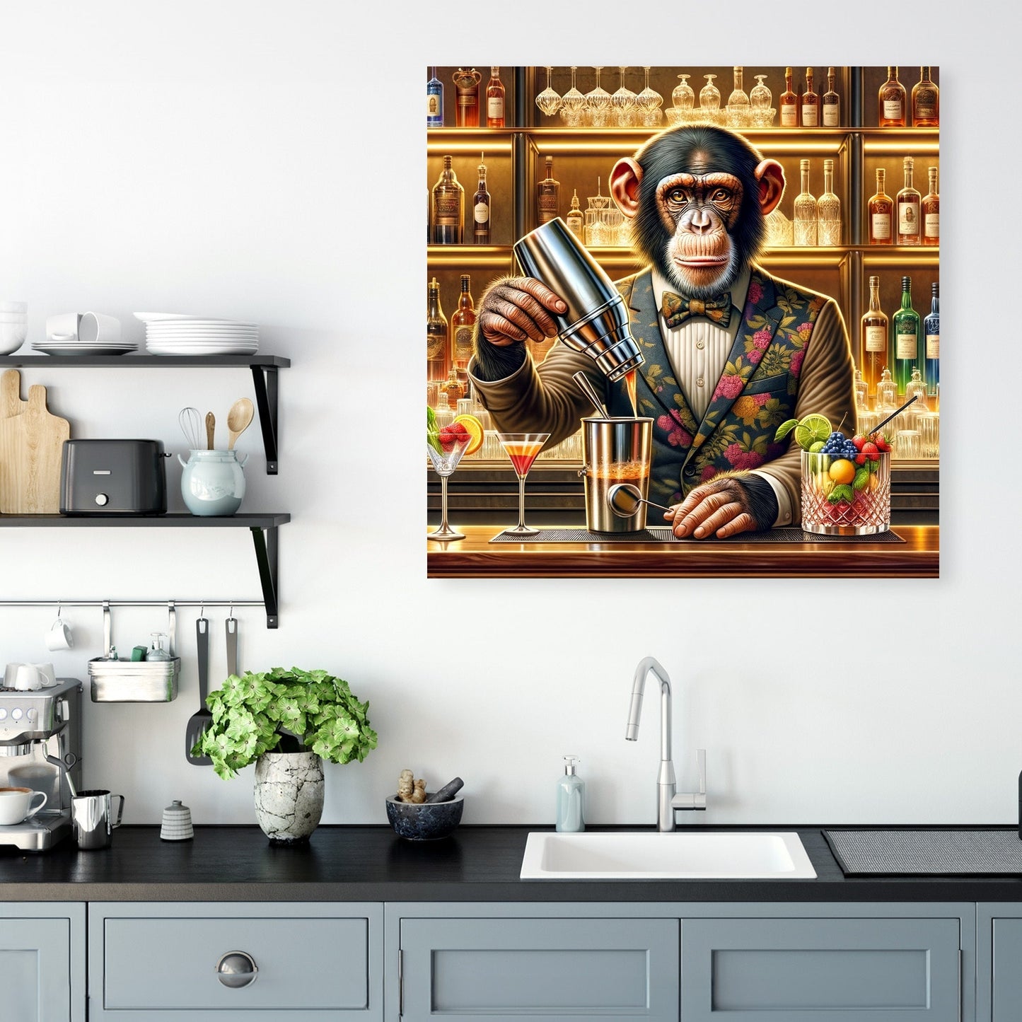 Chimpanzee Mixologist Canvas