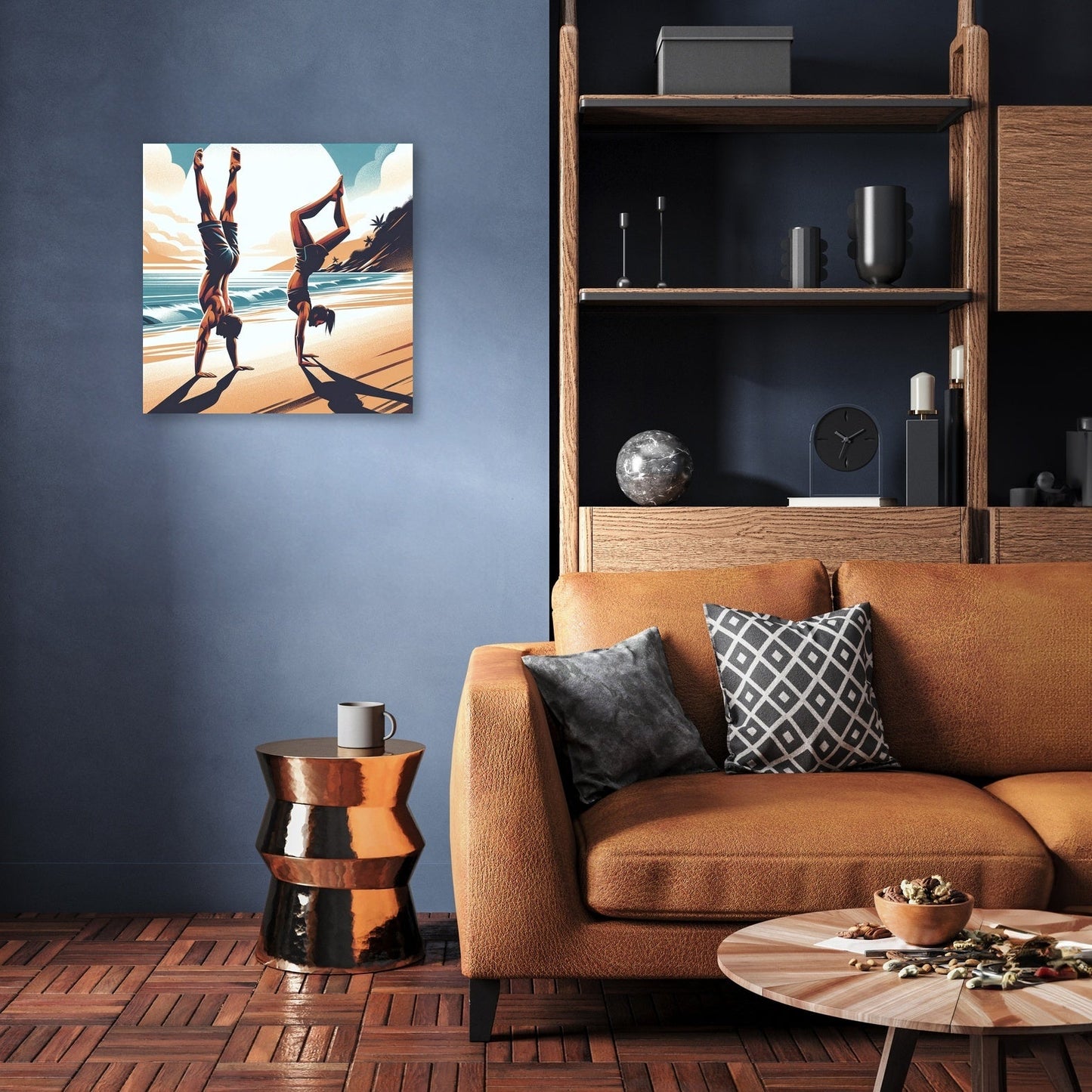 Seaside Acrobatics: Joyful Balance Canvas