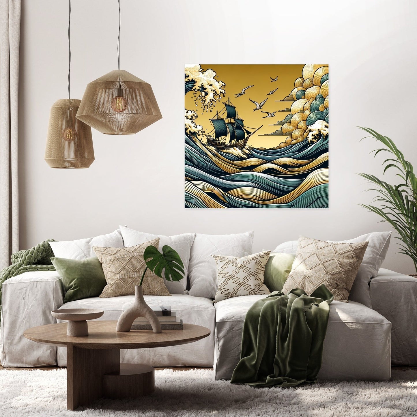 Golden Seascape Voyage Canvas