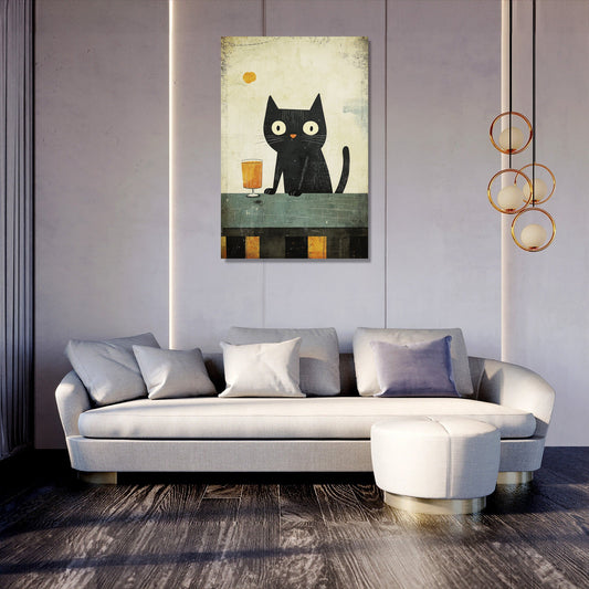 Cat with Drink Canvas