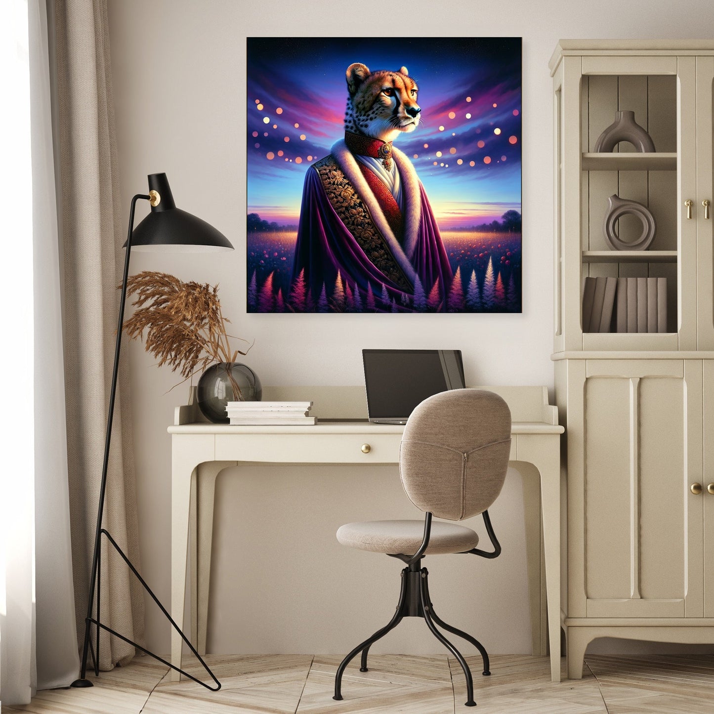 Regal Cheetah Dusk Royalty Canvas