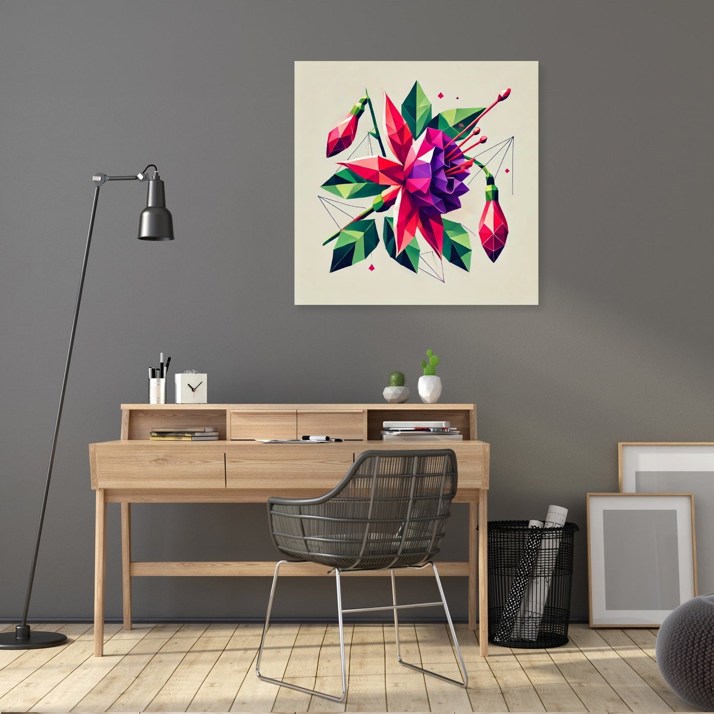 Geometric Fuchsia Blossom Canvas
