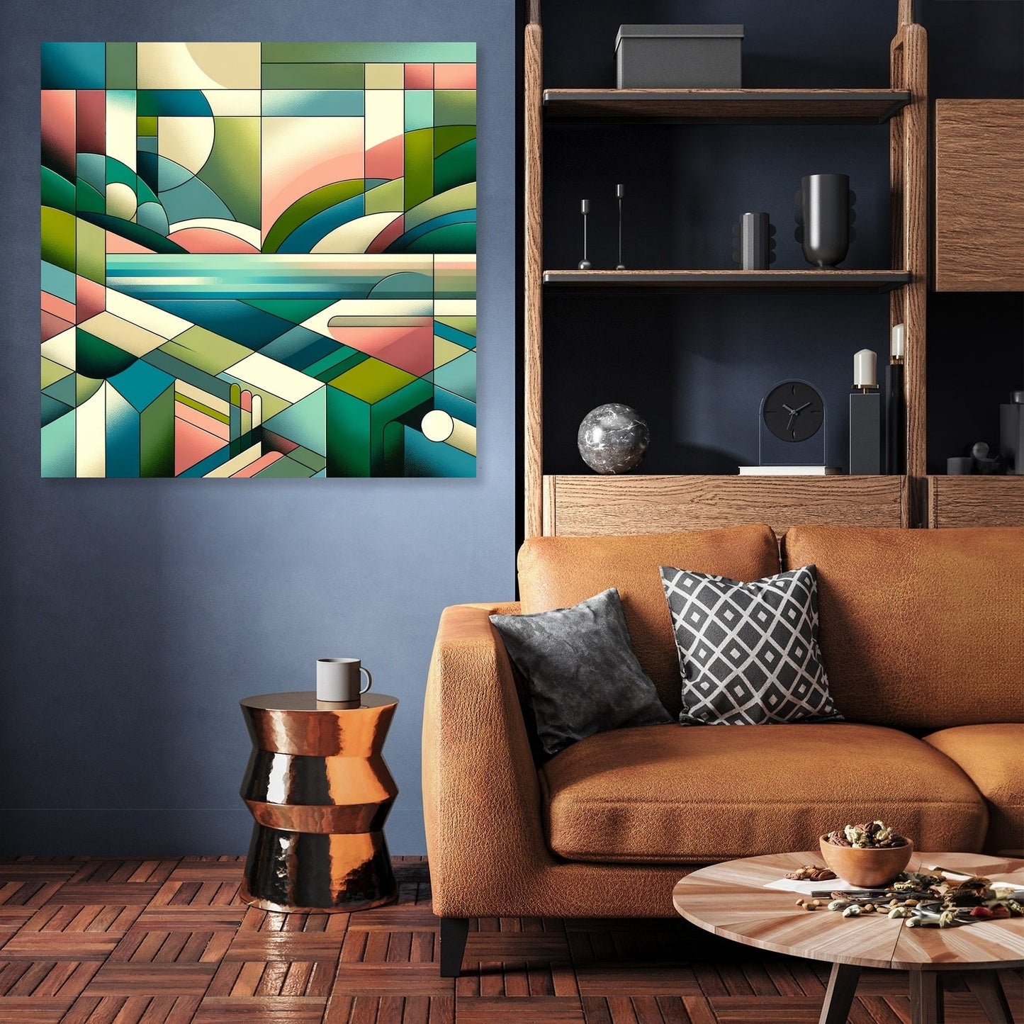 Serene Geometric Landscape Canvas