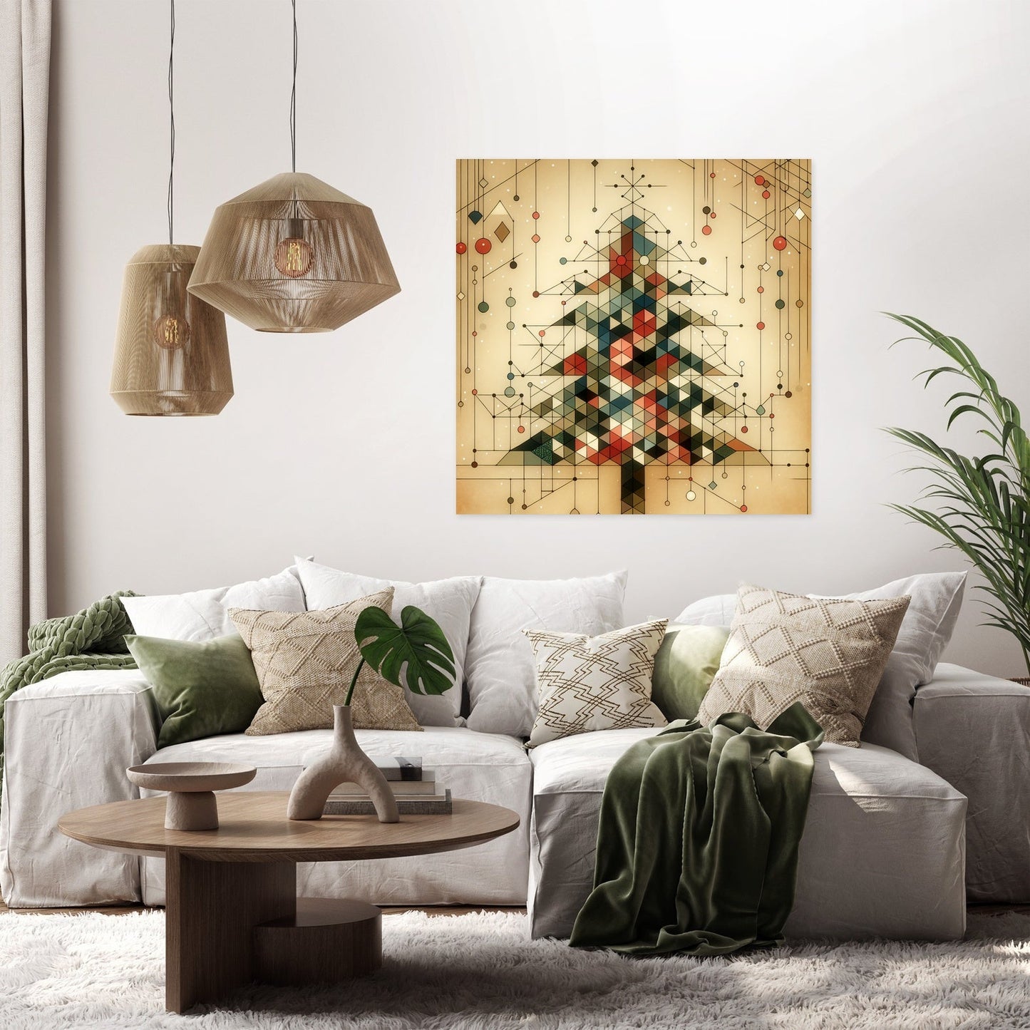 Geometric Festivity Christmas Tree Canvas