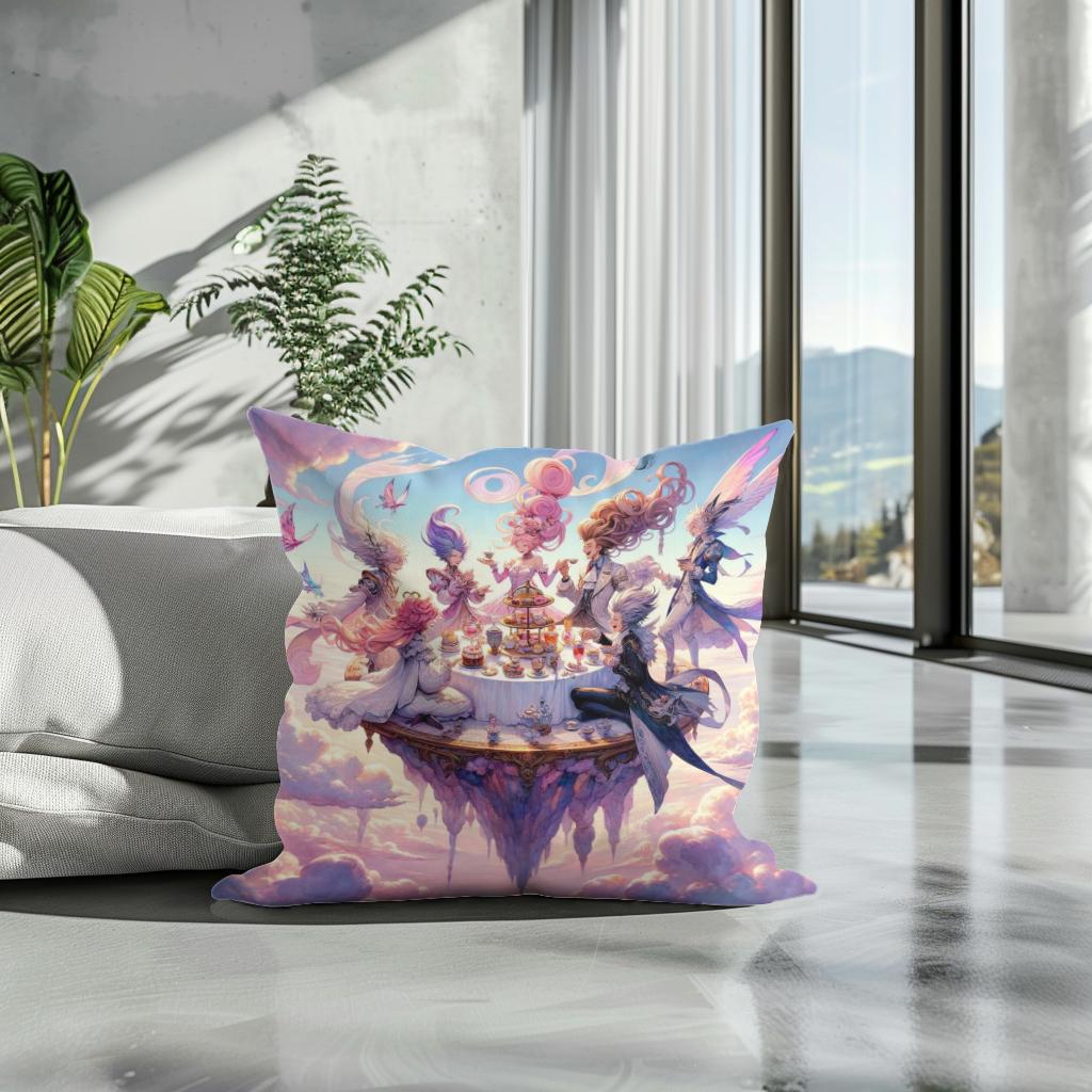 Sky High Tea Party Cotton Cushion