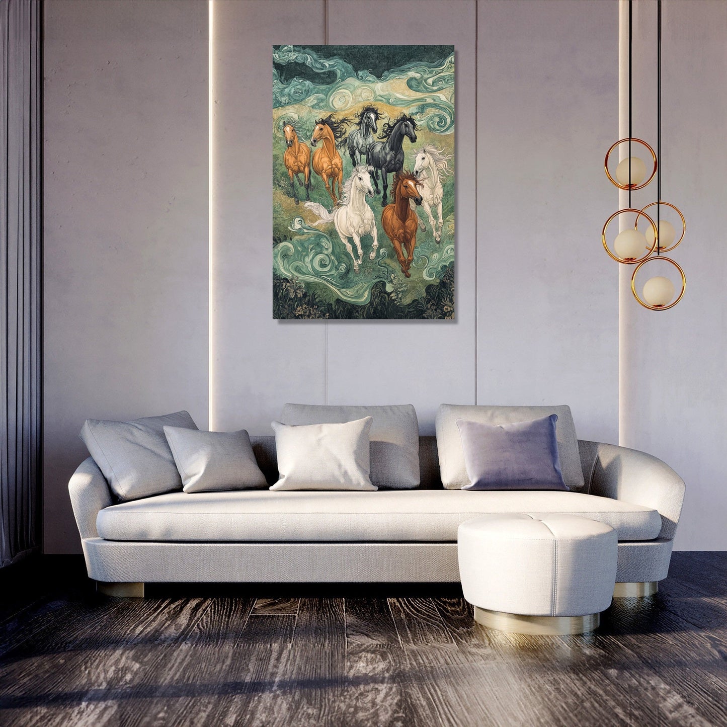 Lucky Running 7 Horses Canvas