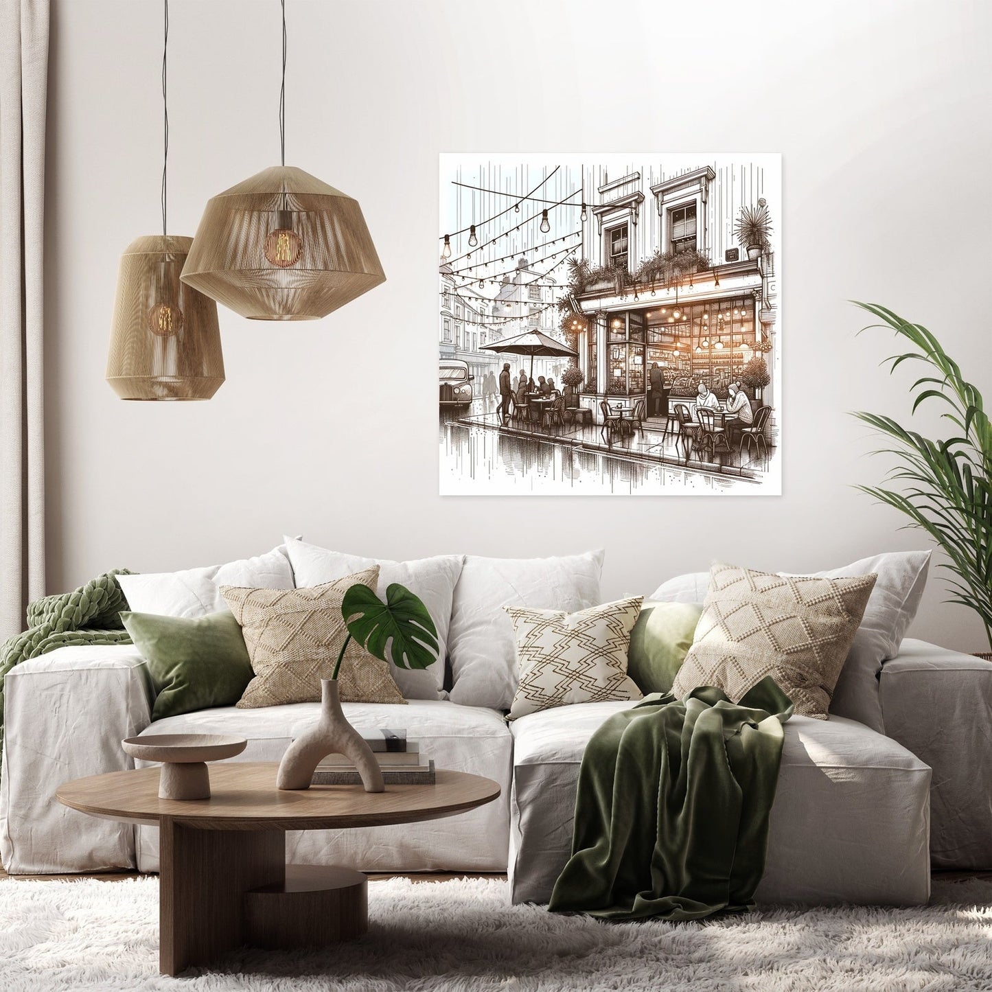 Rainy Day Café Canvas