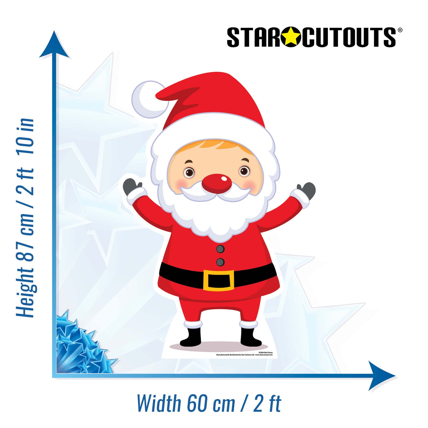 SC984 Mini Christmas  Santa Claus Father Christmas Cardboard Cut Out Height 87cm