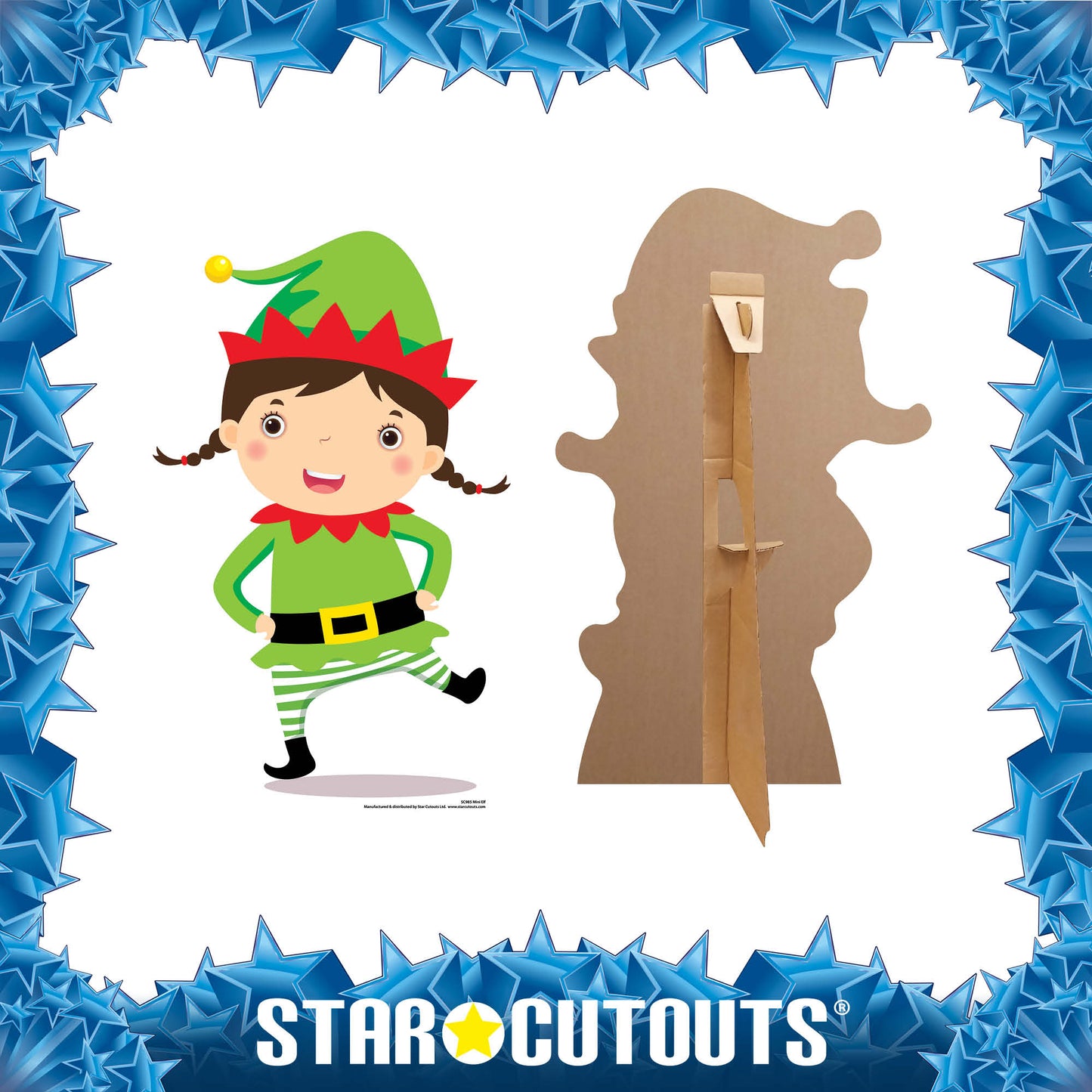 SC985 Mini Christmas Elf Cardboard Cut Out Height 82cm
