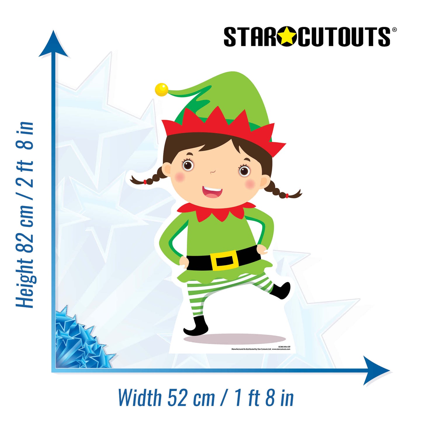 SC985 Mini Christmas Elf Cardboard Cut Out Height 82cm