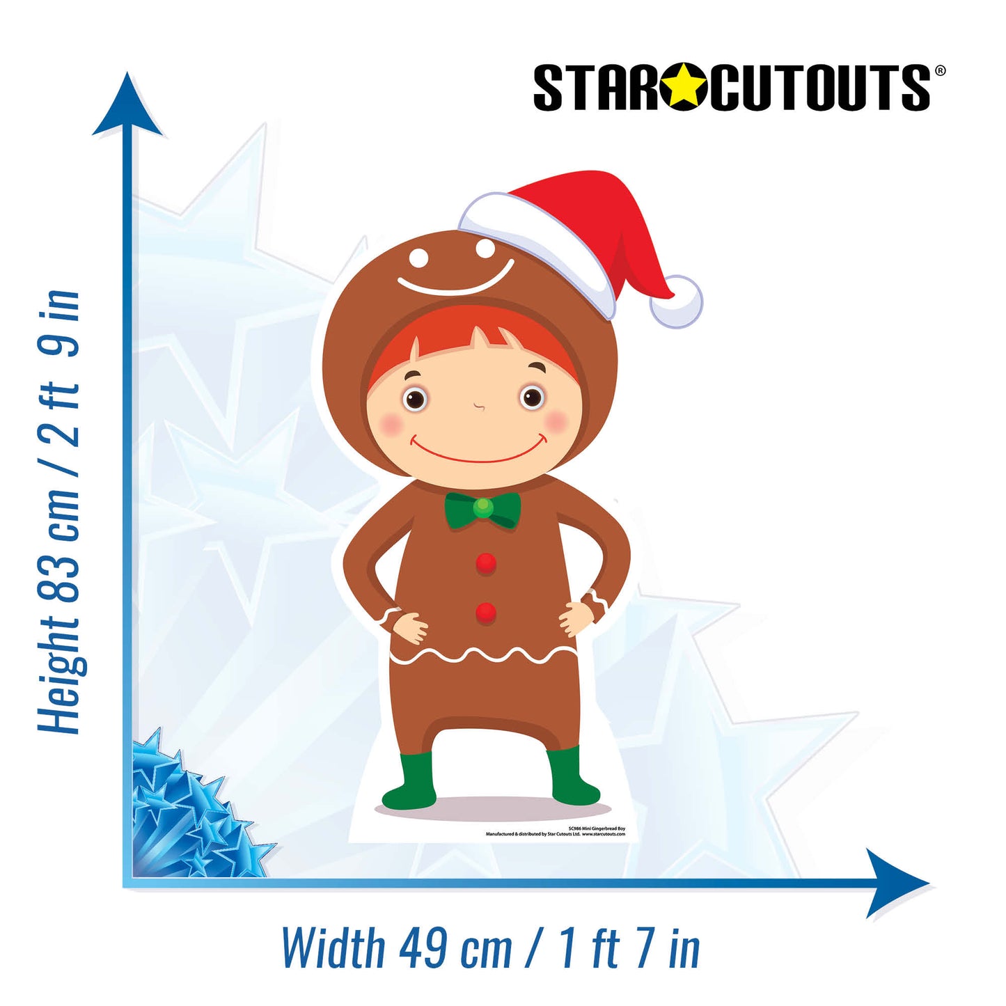 SC986 Mini Gingerbread Boy Cardboard Cut Out Height 83cm
