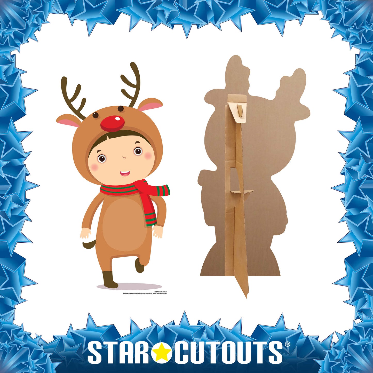 SC987 Mini Reindeer Cardboard Cut Out Height 92cm