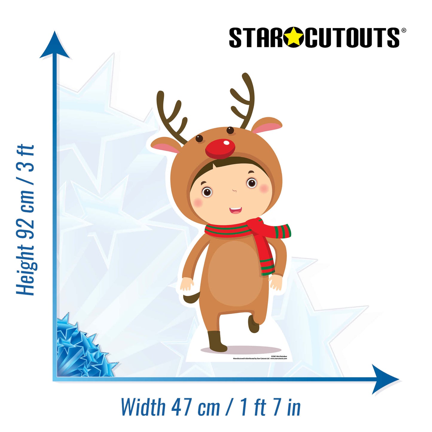 SC987 Mini Reindeer Cardboard Cut Out Height 92cm