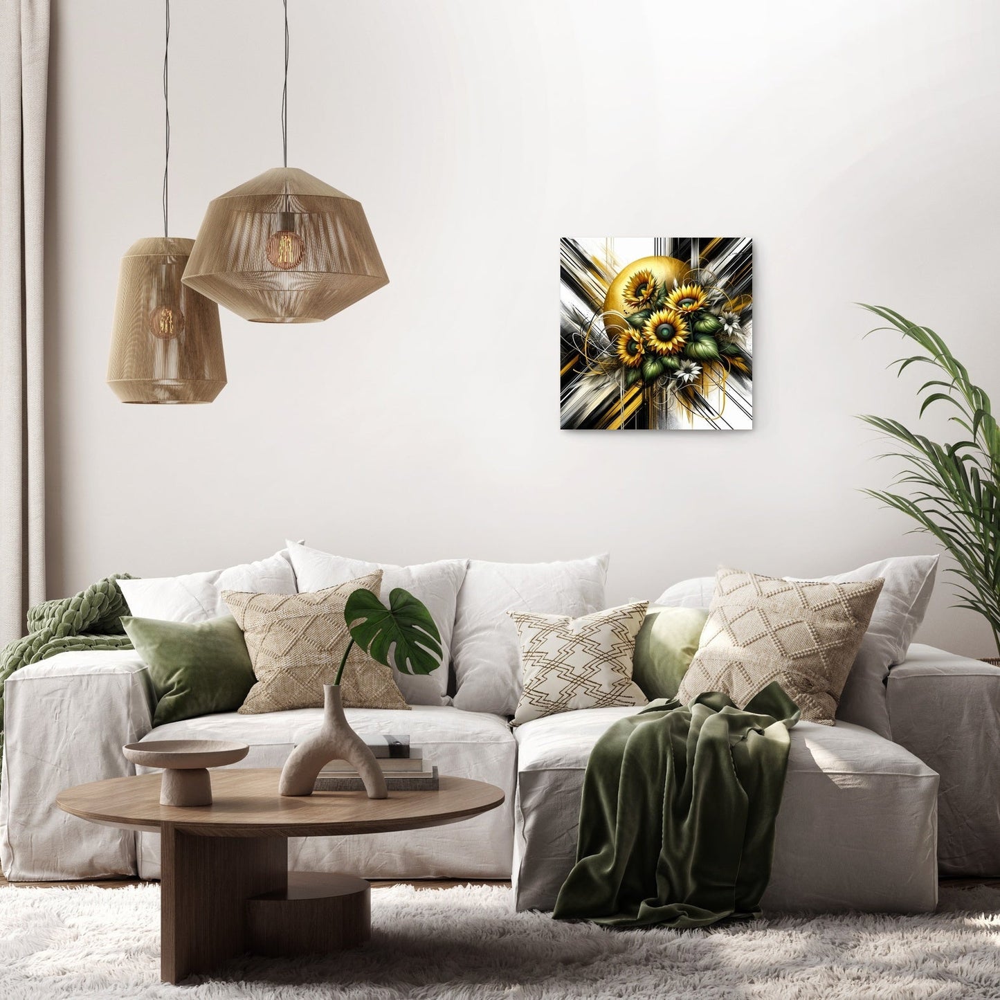 Golden Sunflower Abstract Canvas