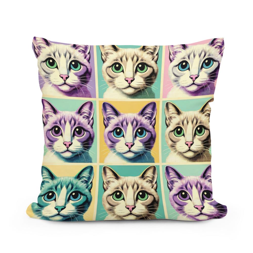 Pastel Pop Cats Cotton Cushion
