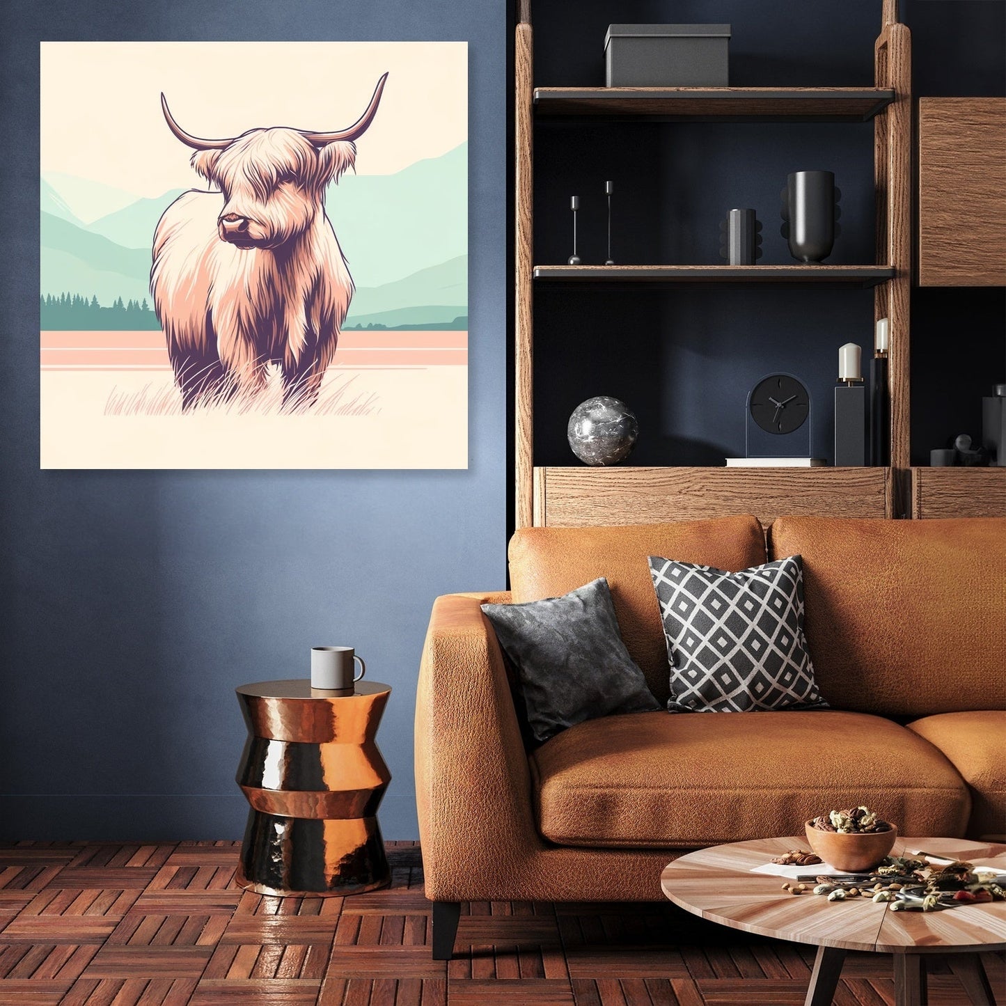 Pastel Highland Cow Minimalism Canvas