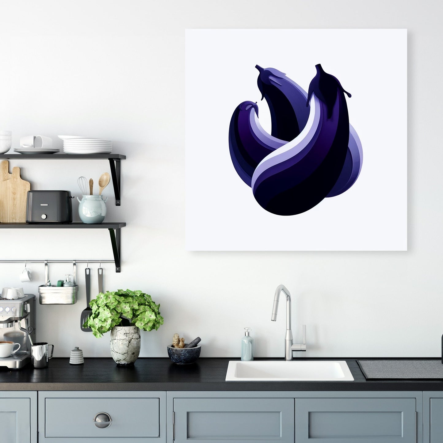 Abstract Aubergine Assembly Canvas