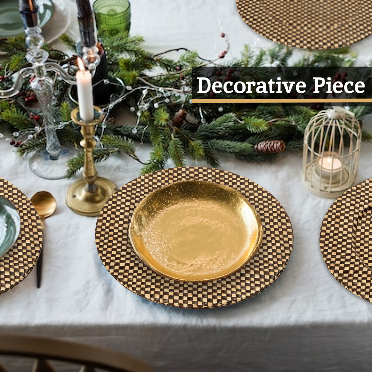 Pandanus Black And Natural Charger Plate