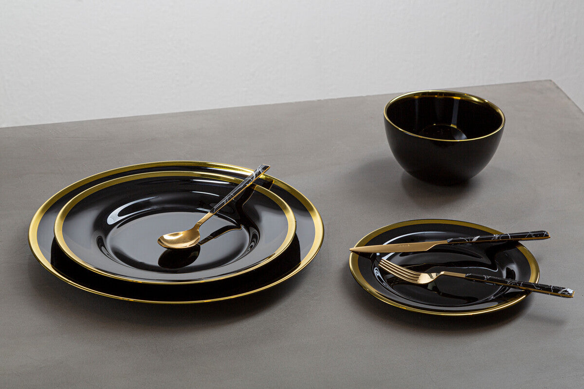 Set of Four Ida 33cm Dia Black Glass Charger Plates