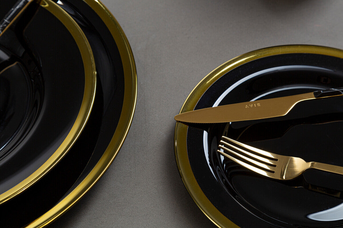 Set of Four Ida 33cm Dia Black Glass Charger Plates