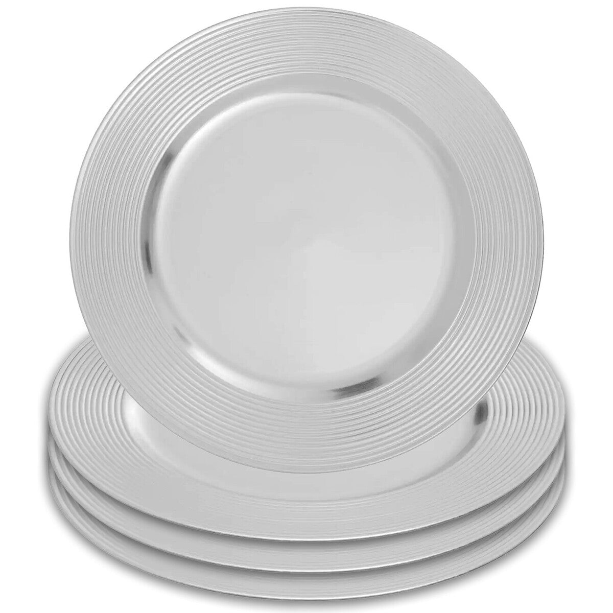 Silver Charger Plate with Ribbed Rim | Dia