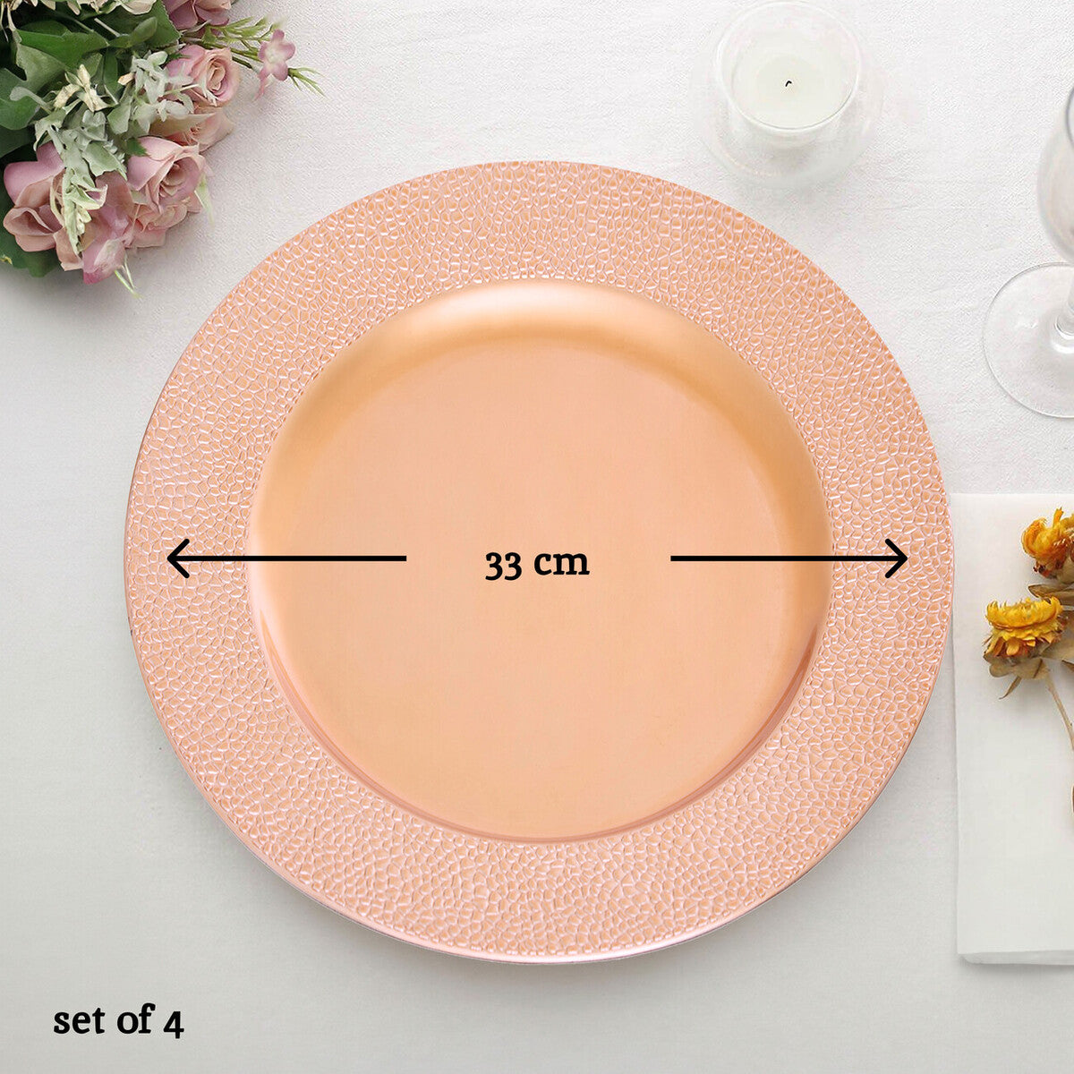 Rose Gold Pebble Effect Charger Plate | Dia
