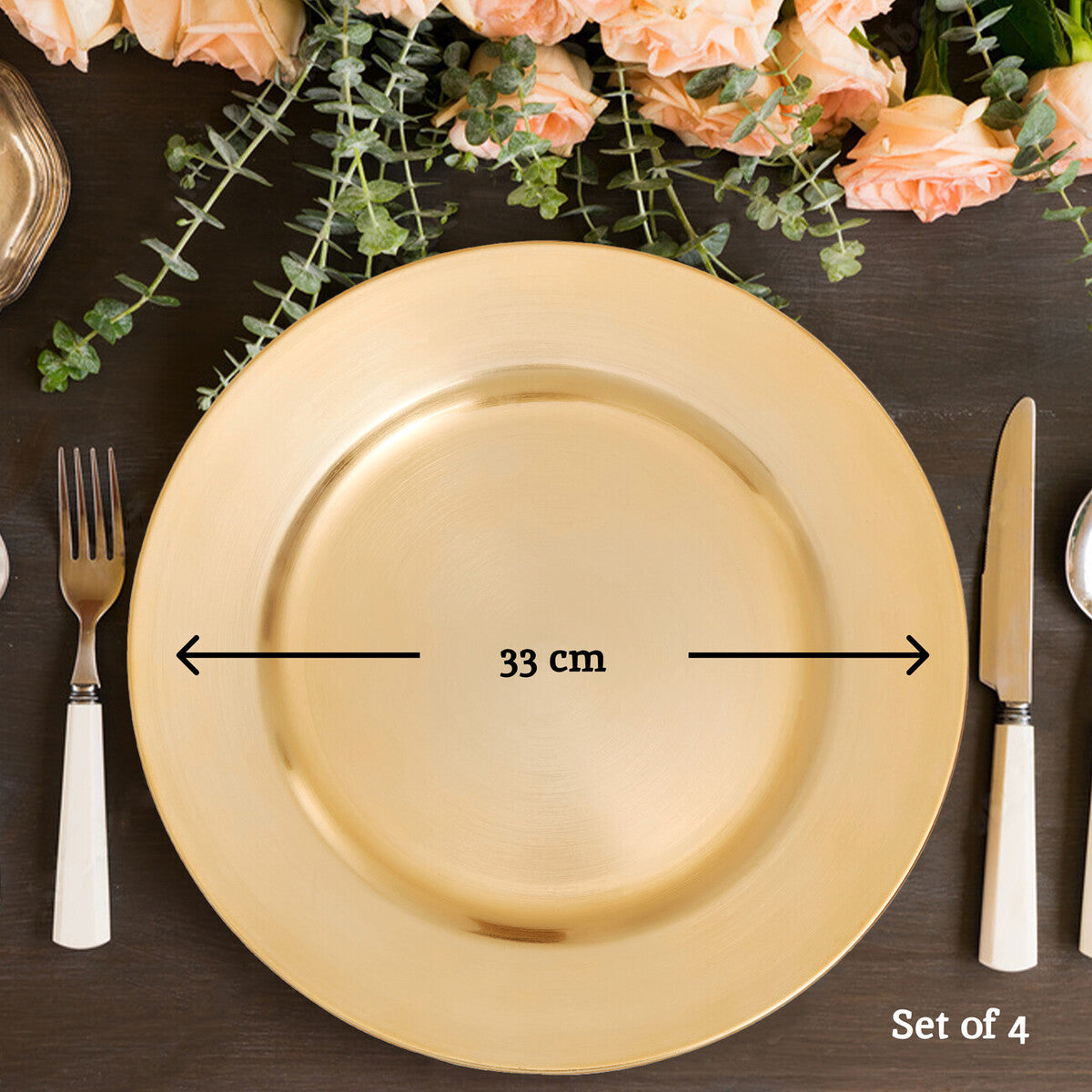 Gold Finish Flat Style Charger Plate | Dia