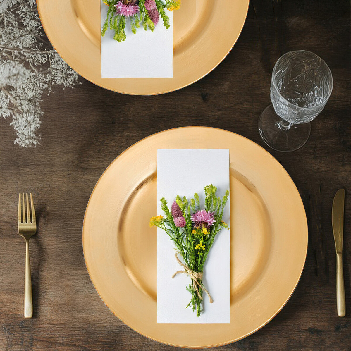 Dia Gold Finish Flat Style Charger Plate