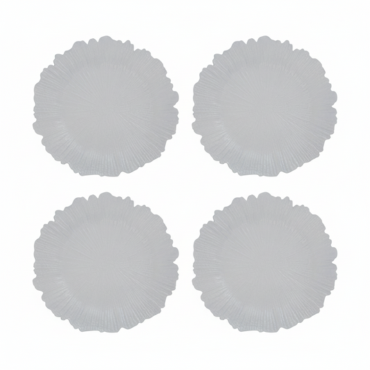 Set of Four 33cm Dia White Reef Charger Plates