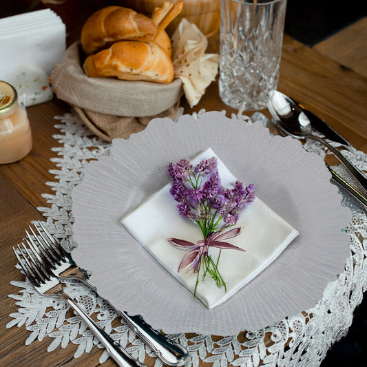 Set of Four 33cm Dia White Reef Charger Plates