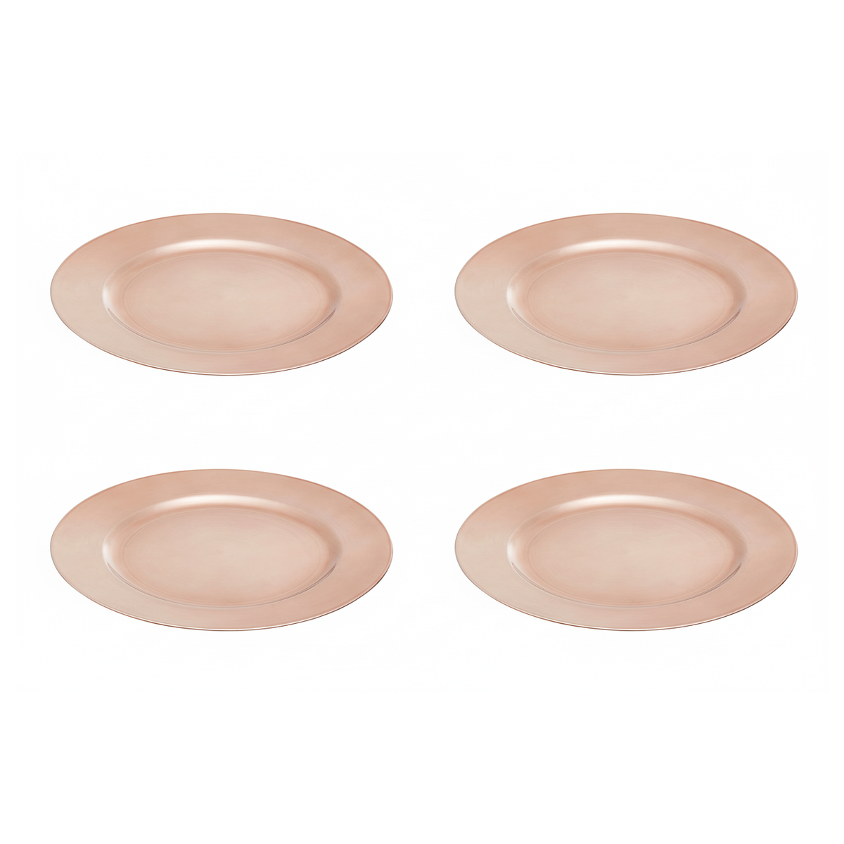 Set of Four 33cm Dia Rose Gold Flat Style Charger Plates