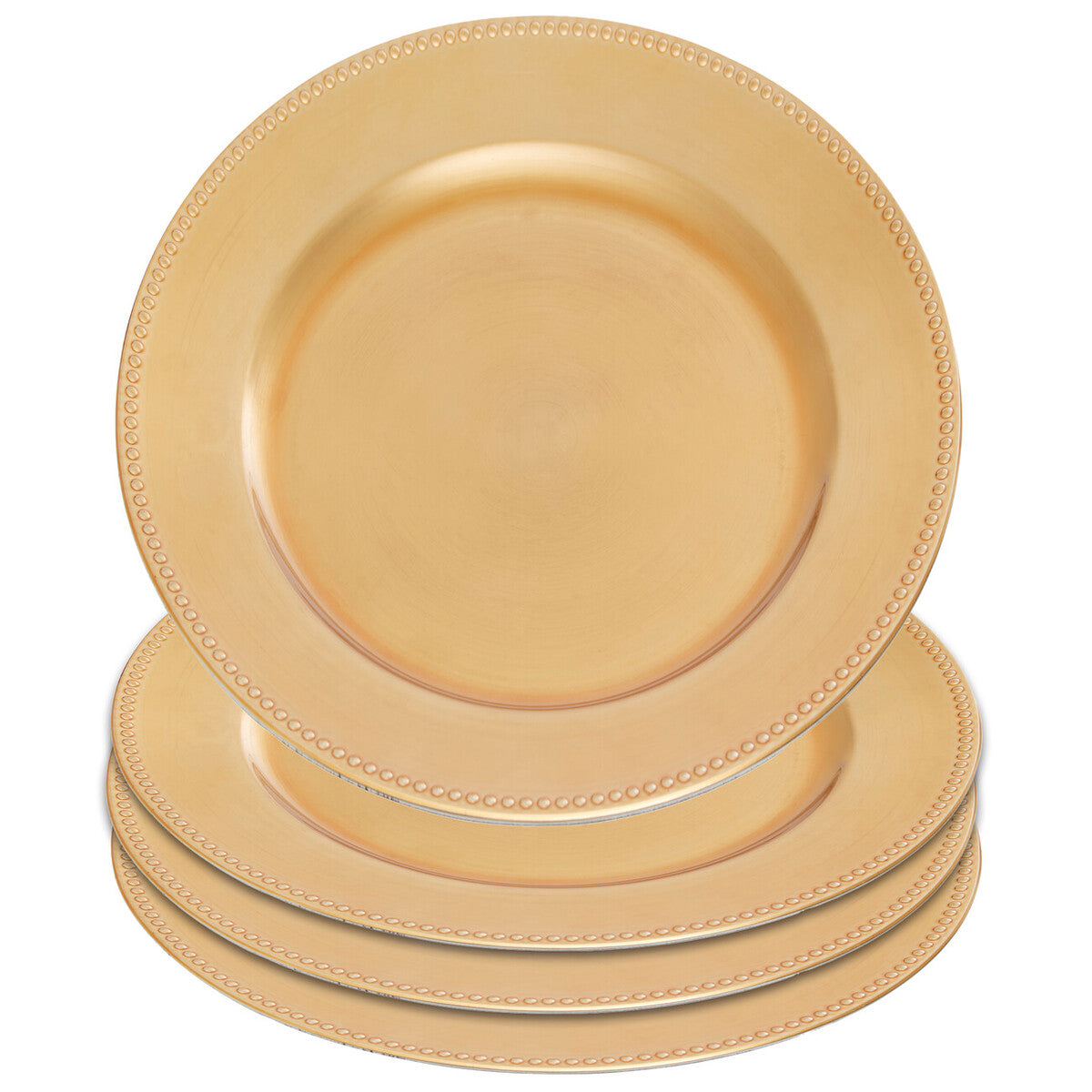 Set of 4 33cm Dia Gold Finish Dotted Charger Plates