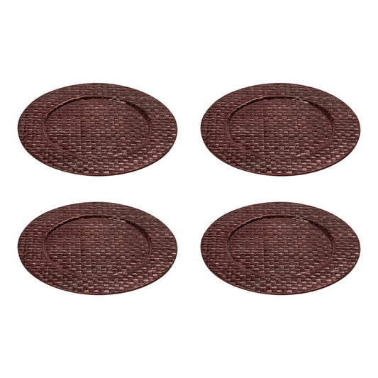 Set of Four 33cm Dia Pandanus Brown Charger Plates