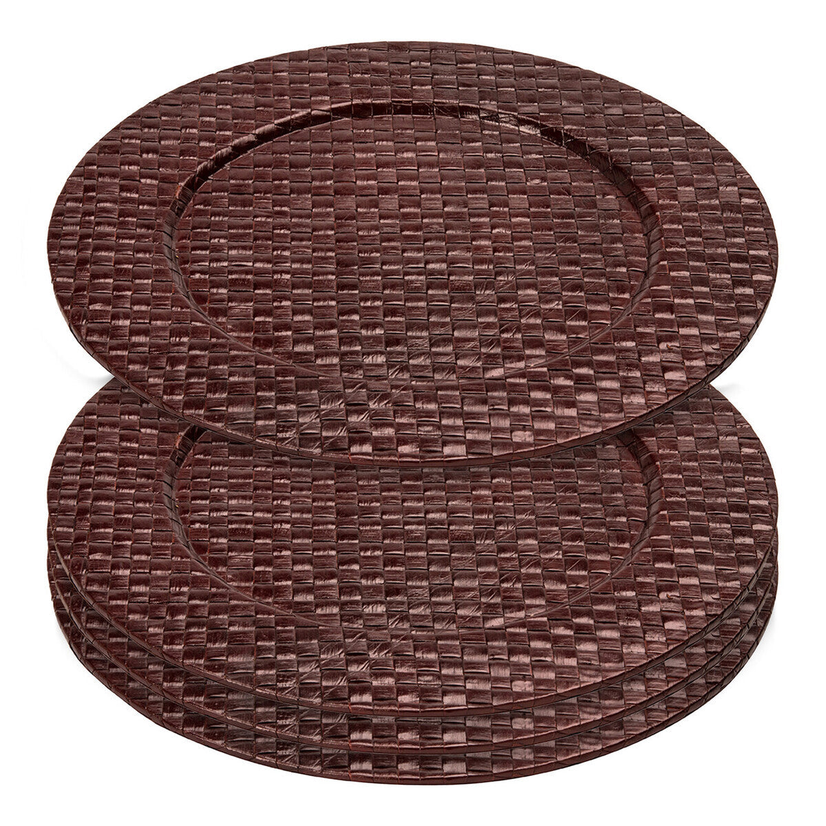 Set of Four 33cm Dia Pandanus Brown Charger Plates