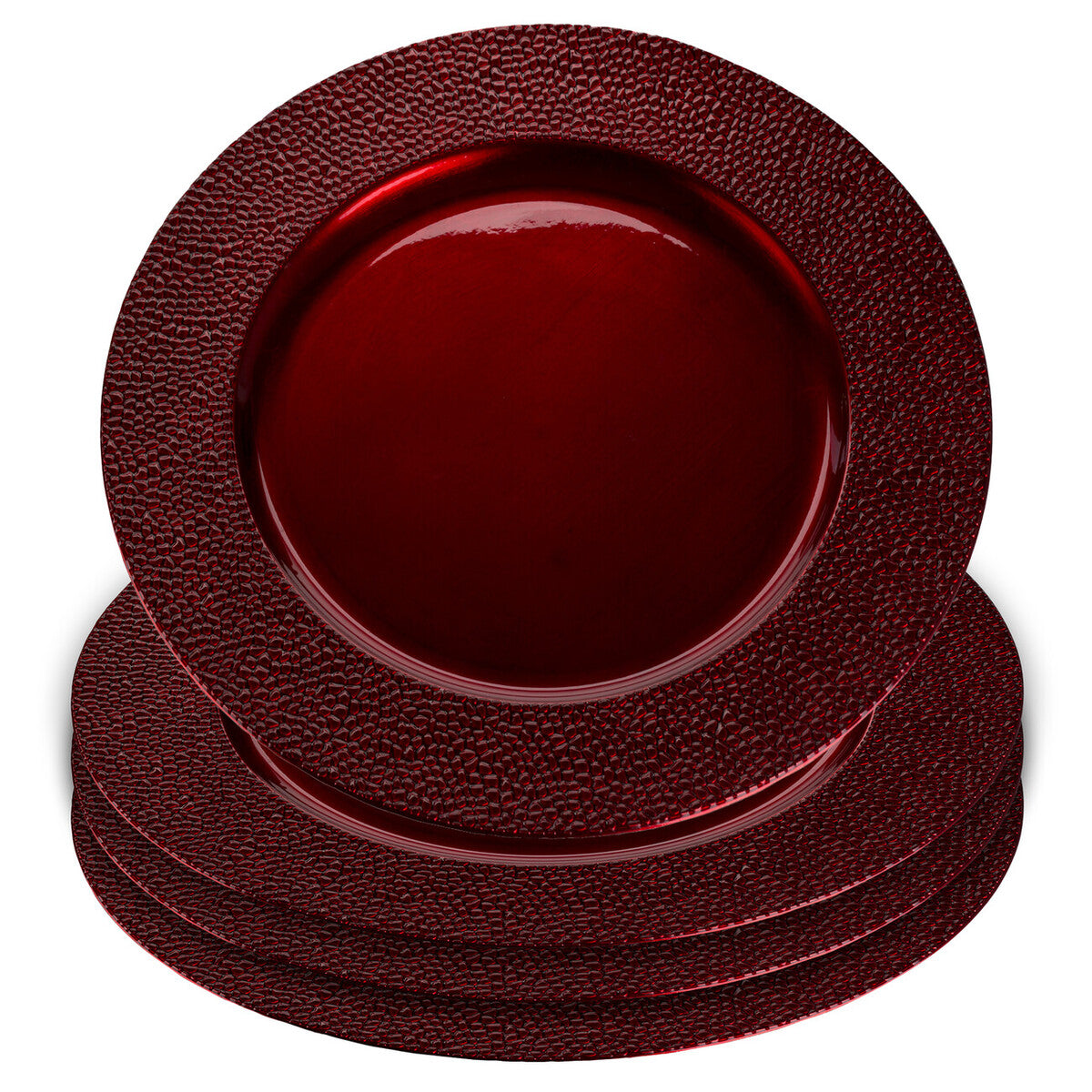 Set of Four 33cm Paxton Red Pebble Effect Charger Plates