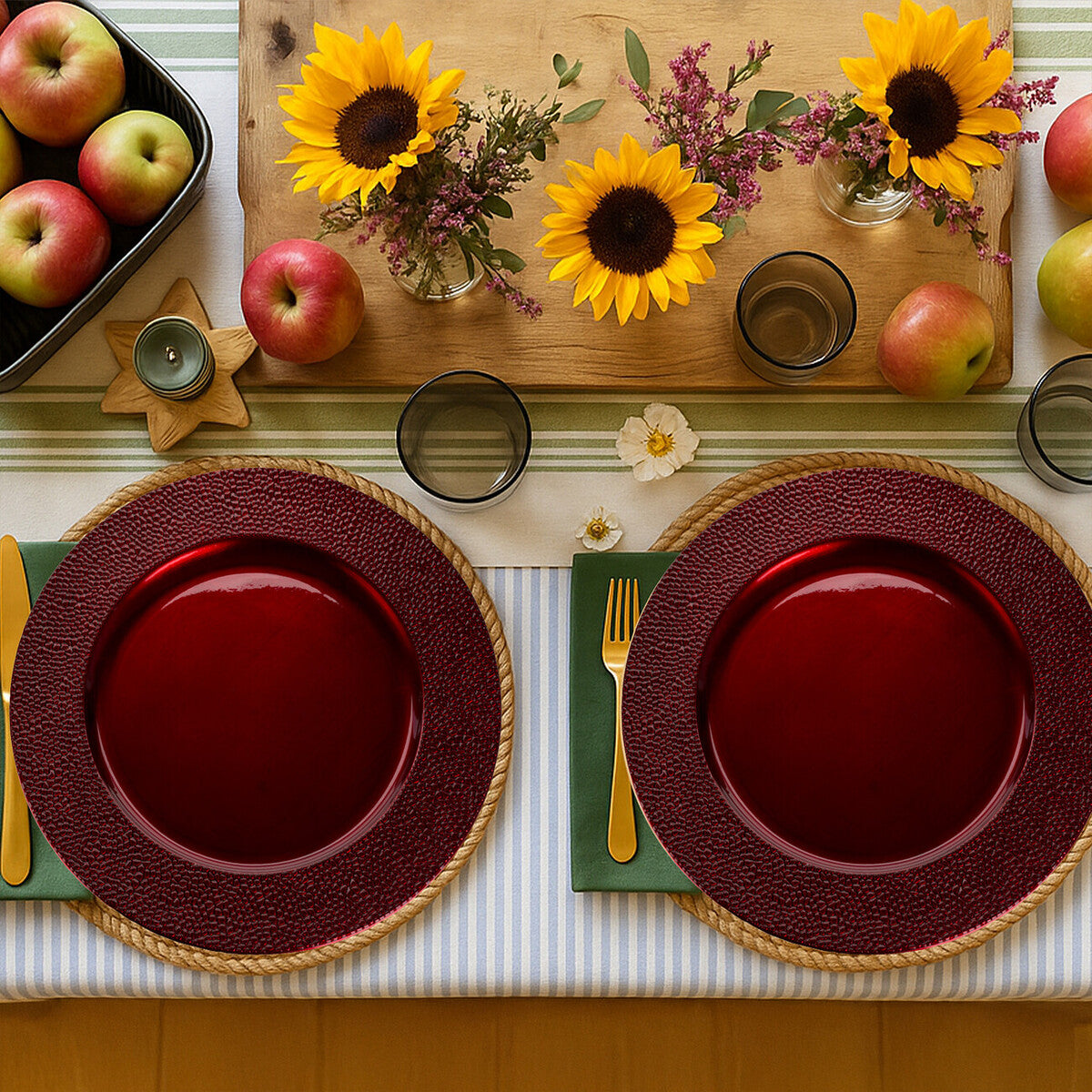 Set of Four 33cm Paxton Red Pebble Effect Charger Plates