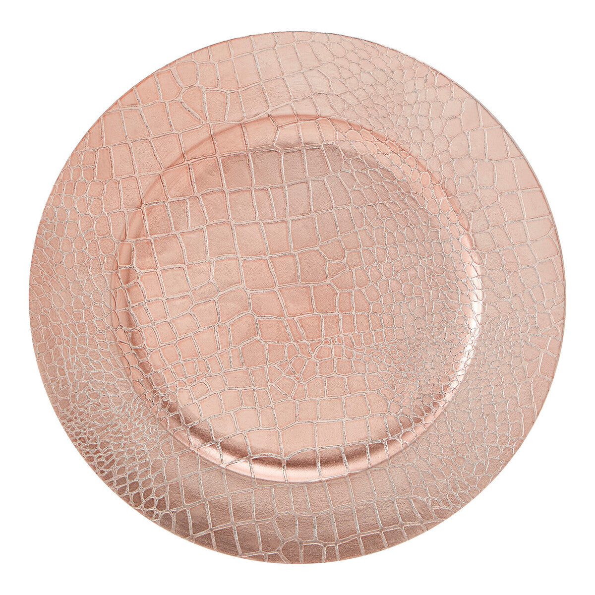 Set of Four 33cm Dia Rose Gold Crocodile Effect Charger Plates