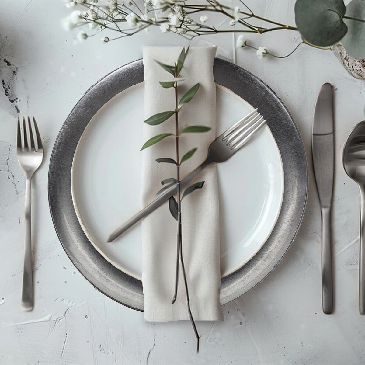 Paxton Set of Four 33cm Dia Silver Coupe Charger Plate