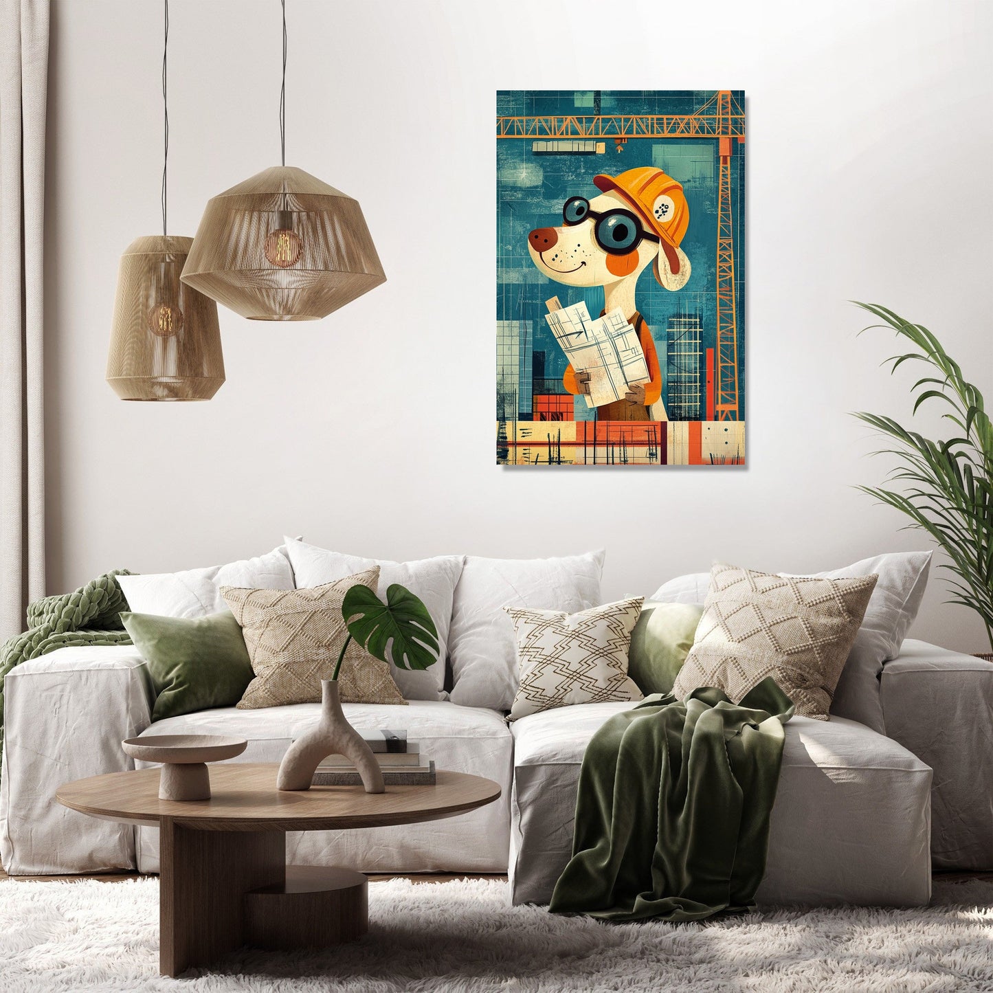 Worker Dog Construction Canvas