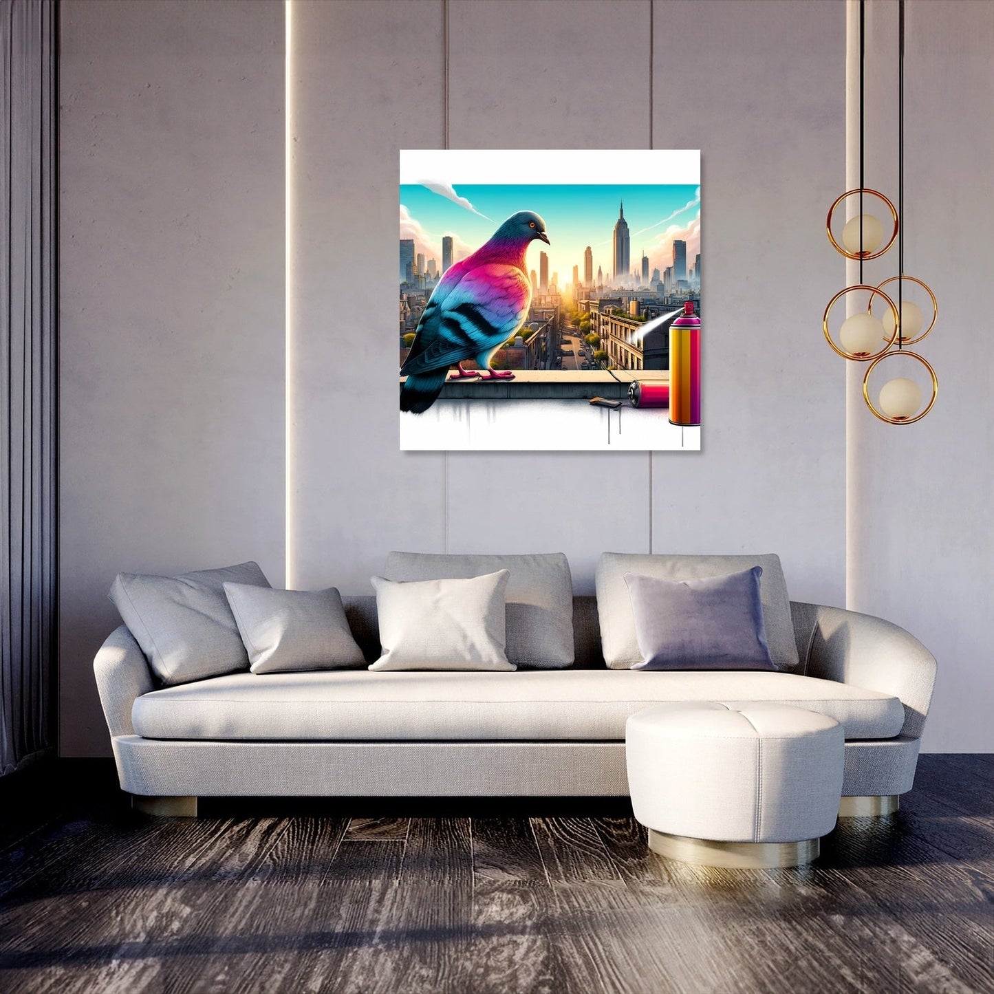 Urban Pigeon Panorama Canvas