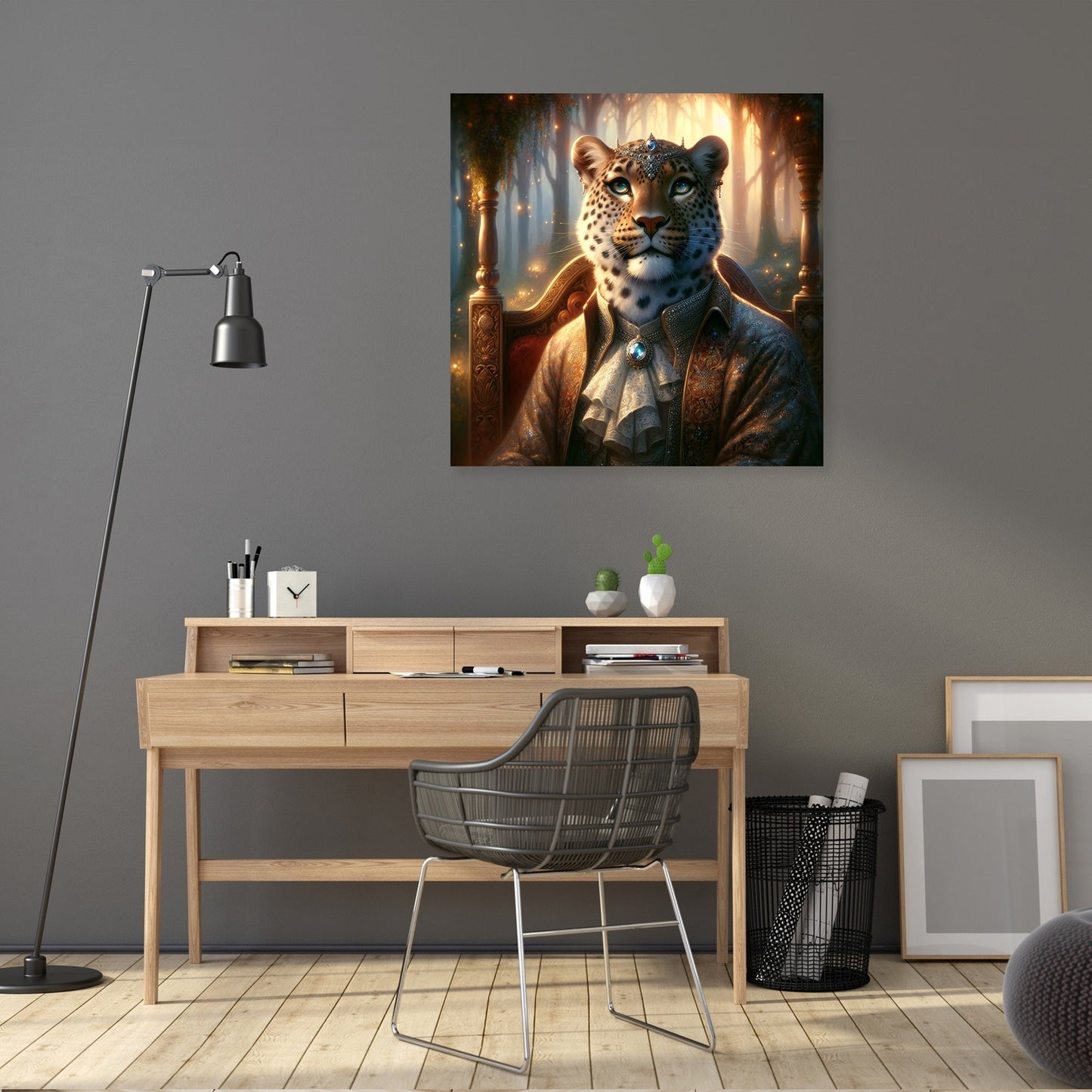 Regal Leopard Dusk Throne Canvas